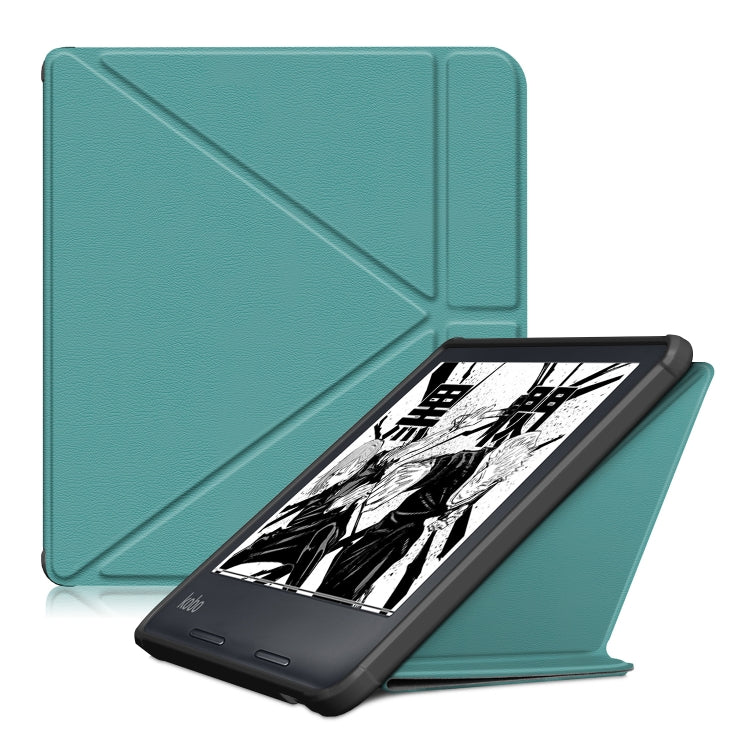 For Kobo Libra Colour 2024 Solid Color Deformation TPU Leather Smart Tablet Case(Green) - Others by buy2fix | Online Shopping UK | buy2fix