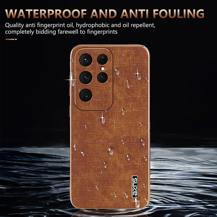 For Samsung Galaxy S25 Ultra 5G AZNS Electroplated Frame Crocodile Texture Full Coverage Phone Case(Blue) - Galaxy S25 Ultra 5G Cases by AZNS | Online Shopping UK | buy2fix