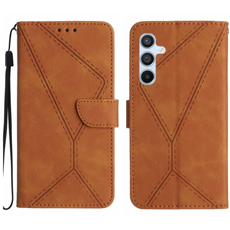 For Samsung Galaxy S25 5G Stitching Embossed Leather Phone Case(Brown) - Galaxy S25 5G Cases by buy2fix | Online Shopping UK | buy2fix