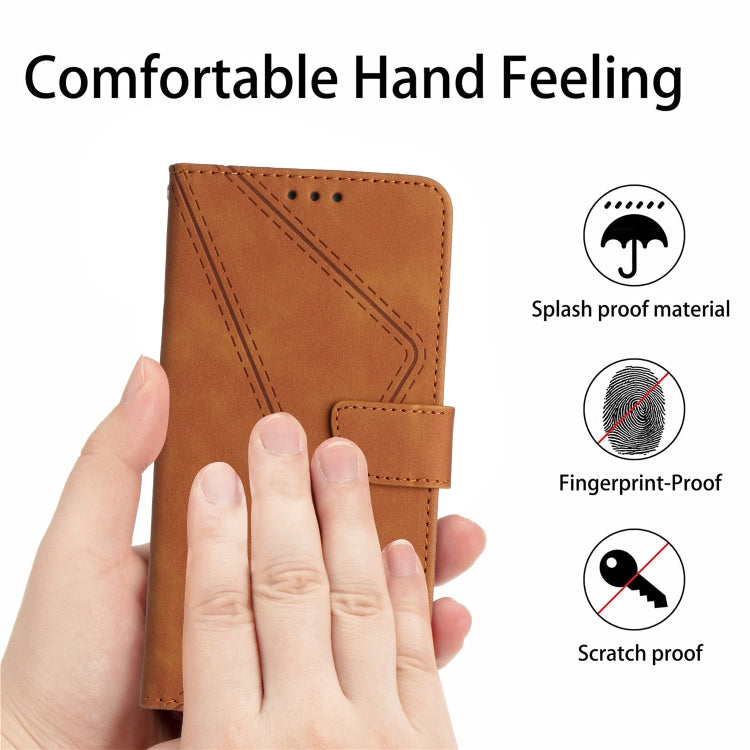 For Samsung Galaxy S25 5G Stitching Embossed Leather Phone Case(Brown) - Galaxy S25 5G Cases by buy2fix | Online Shopping UK | buy2fix