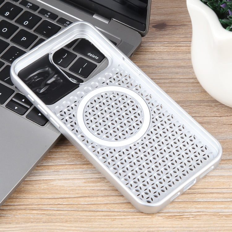 For iPhone 13 Pro Pure Color Honeycomb Aromatherapy MagSafe Phone Case(Silver) - iPhone 13 Pro Cases by buy2fix | Online Shopping UK | buy2fix