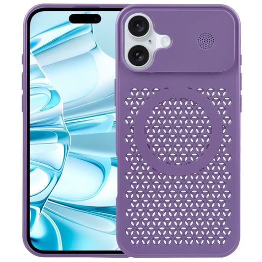 For iPhone 16 Plus Pure Color Honeycomb Aromatherapy MagSafe Phone Case(Purple) - iPhone 16 Plus Cases by buy2fix | Online Shopping UK | buy2fix