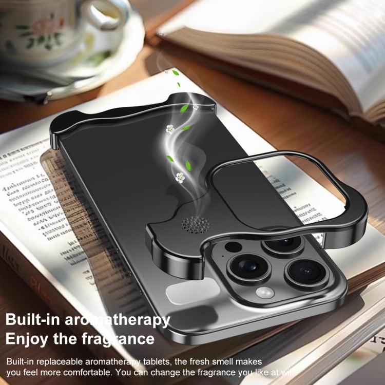 For iPhone 15 Aromatherapy Alloy Frameless Phone Case(Black) - iPhone 15 Cases by buy2fix | Online Shopping UK | buy2fix