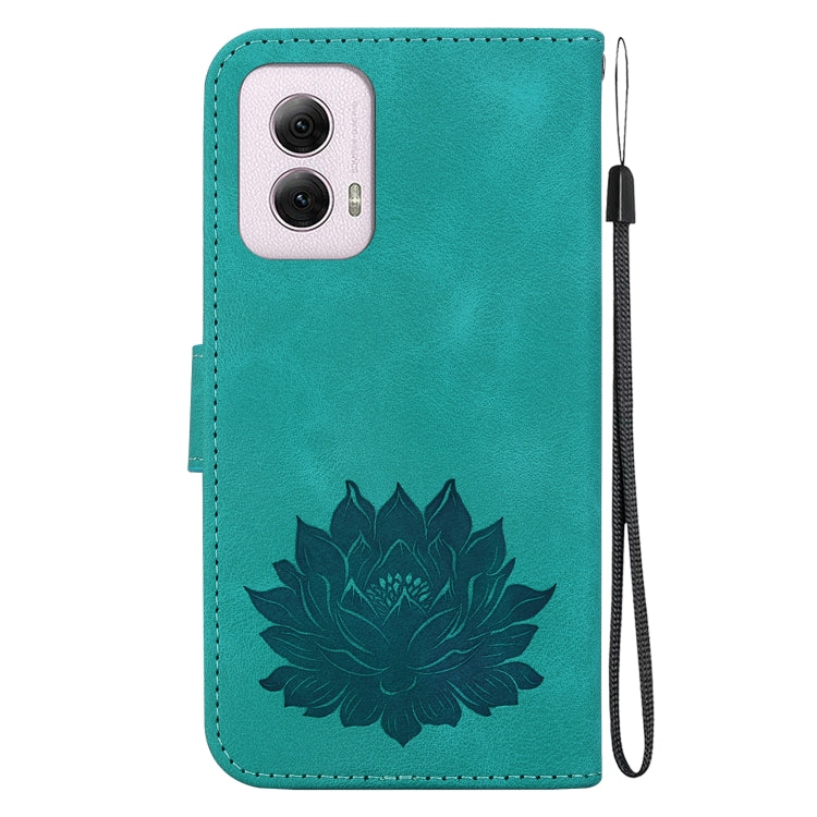 For Motorola Moto G Power 5G 2024 Lotus Embossed Leather Phone Case(Green) - Motorola Cases by buy2fix | Online Shopping UK | buy2fix