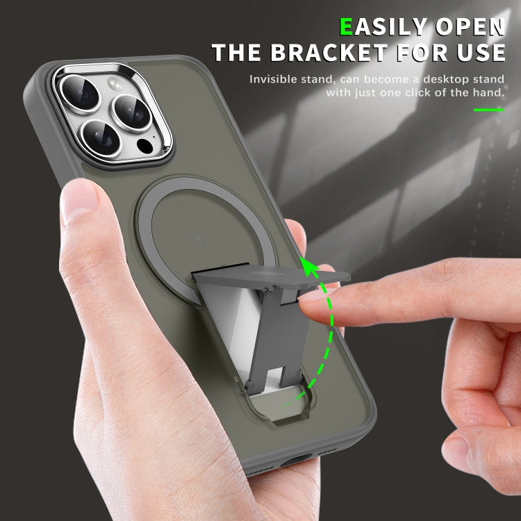 For iPhone 16 Pro Max Acrylic Hybrid TPU MagSafe Holder Phone Case(Black) - iPhone 16 Pro Max Cases by buy2fix | Online Shopping UK | buy2fix