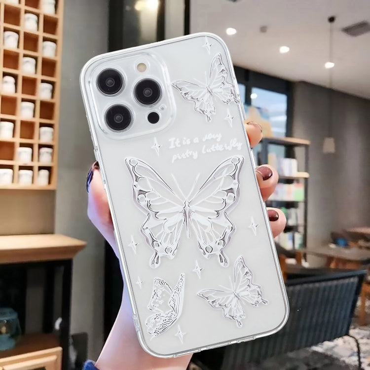 For iPhone 16 Pro Colored Drawing Pattern Transparent TPU Phone Case(Butterflies) - iPhone 16 Pro Cases by buy2fix | Online Shopping UK | buy2fix