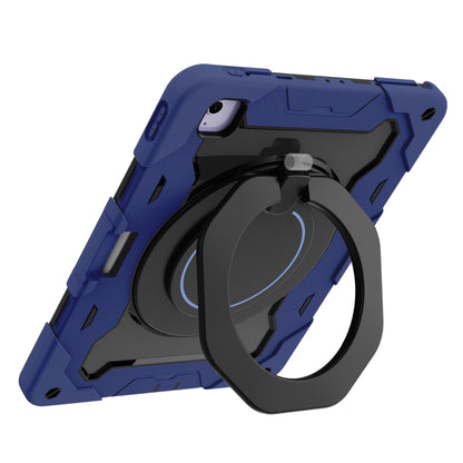 For iPad Air 13 2024 Armor Portable Rotating Ring Holder Silicone Tablet Case with Pen Slot(Navy Blue) - iPad Air 13 2024 Cases by buy2fix | Online Shopping UK | buy2fix