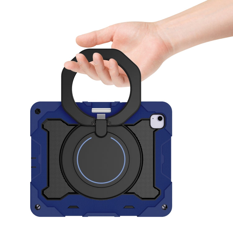 For iPad Air 13 2024 Armor Portable Rotating Ring Holder Silicone Tablet Case with Pen Slot(Navy Blue) - iPad Air 13 2024 Cases by buy2fix | Online Shopping UK | buy2fix