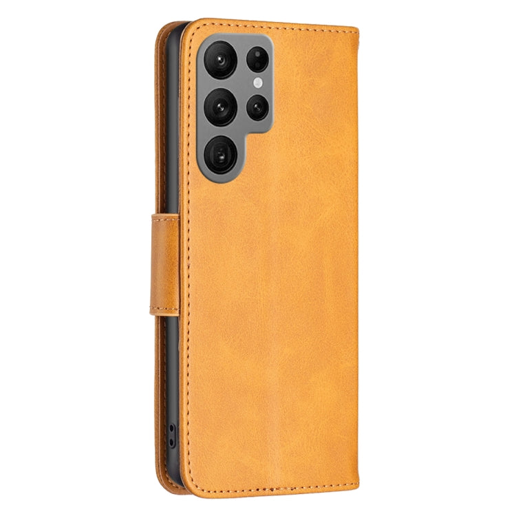 For Samsung Galaxy S25 Ultra 5G Lambskin Texture Pure Color Flip Leather Phone Case(Yellow) - Galaxy S25 Ultra 5G Cases by buy2fix | Online Shopping UK | buy2fix