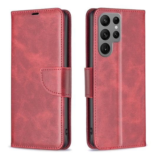 For Samsung Galaxy S25 Ultra 5G Lambskin Texture Pure Color Flip Leather Phone Case(Red) - Galaxy S25 Ultra 5G Cases by buy2fix | Online Shopping UK | buy2fix