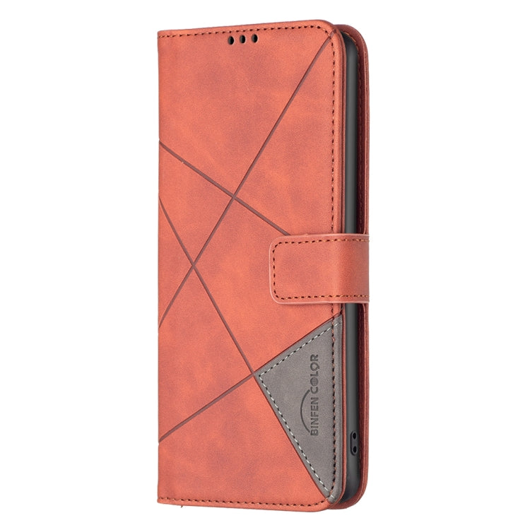 For Samsung Galaxy S25 5G Magnetic Buckle Rhombus Texture Leather Phone Case(Brown) - Galaxy S25 5G Cases by buy2fix | Online Shopping UK | buy2fix