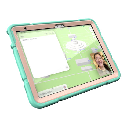 For iPad 10th Gen 10.9 2022 Armor Holder Silicone Hybrid PC Tablet Case(Mint Green Gold) - iPad 10th Gen 10.9 Cases by buy2fix | Online Shopping UK | buy2fix