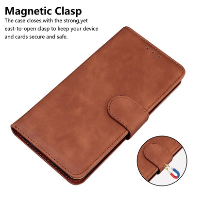 For Xiaomi Redmi K70 / K70 Pro Skin Feel Pure Color Flip Leather Phone Case(Brown) - K70 Cases by buy2fix | Online Shopping UK | buy2fix