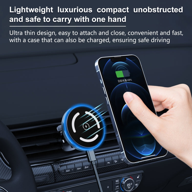 M68 15W Magnetic Wireless Charging Car Holder(Dark Grey) - Wireless Charger Holders by buy2fix | Online Shopping UK | buy2fix