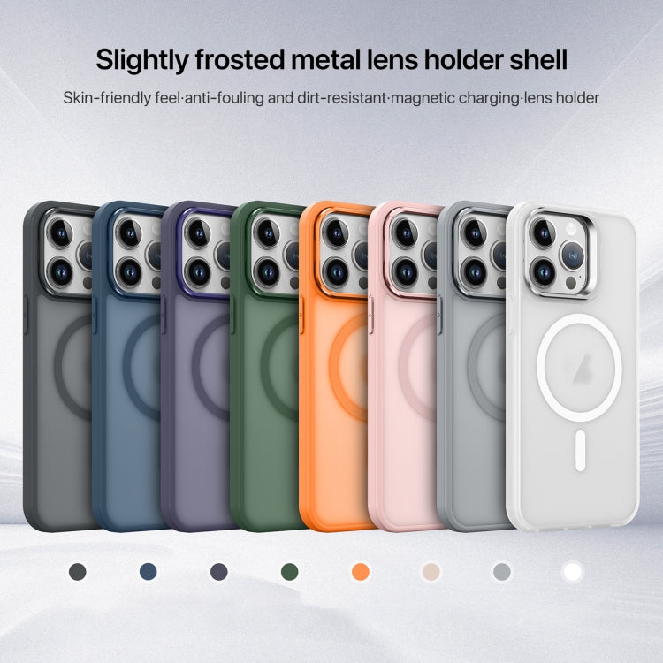 For iPhone 11 Pro Max Magsafe Skin Feel Lens Holder Phone Case(Orange) - iPhone 11 Pro Max Cases by buy2fix | Online Shopping UK | buy2fix