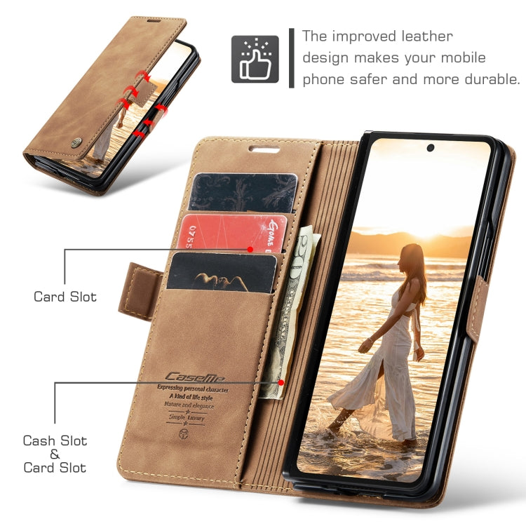 For Samsung Galaxy Z Fold6 5G CaseMe 013 Multifunctional Horizontal Flip Leather Phone Case(Brown) - Galaxy Z Fold6 5G Cases by CaseMe | Online Shopping UK | buy2fix