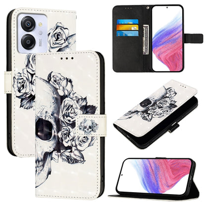 For Blackview Color 8 3D Painting Horizontal Flip Leather Phone Case(Skull) - More Brand by buy2fix | Online Shopping UK | buy2fix