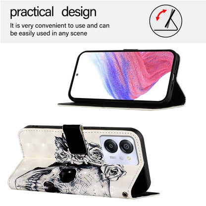 For Blackview Color 8 3D Painting Horizontal Flip Leather Phone Case(Skull) - More Brand by buy2fix | Online Shopping UK | buy2fix