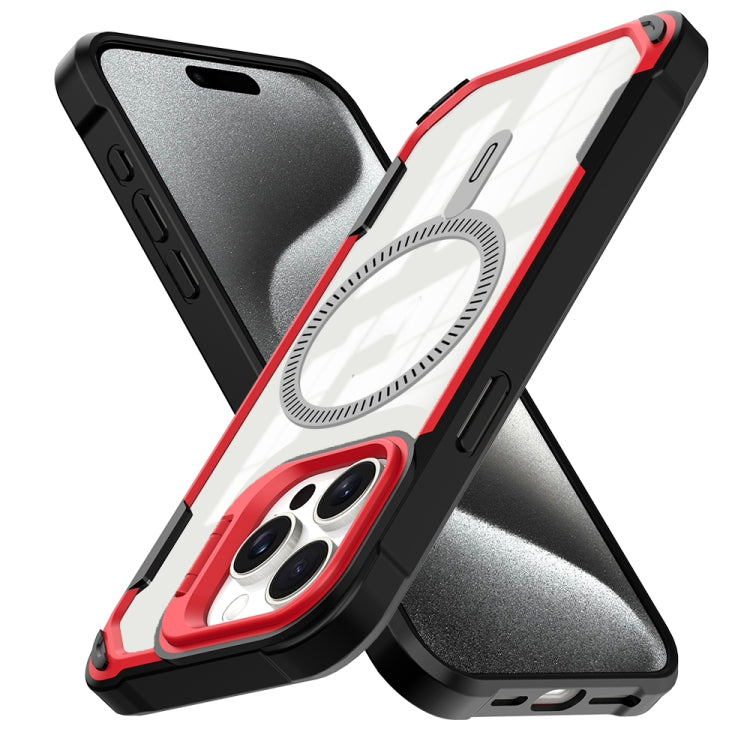 For iPhone 16 Pro Transparent Acrylic MagSafe Lens Holder Phone Case(Red) - iPhone 16 Pro Cases by buy2fix | Online Shopping UK | buy2fix