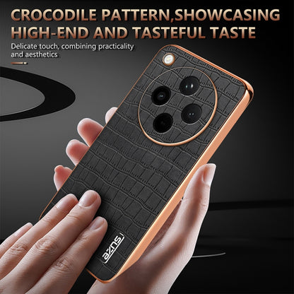 For OPPO Find X8 AZNS Electroplated Frame Crocodile Texture Full Coverage Phone Case(Brown) - Find X8 Cases by AZNS | Online Shopping UK | buy2fix