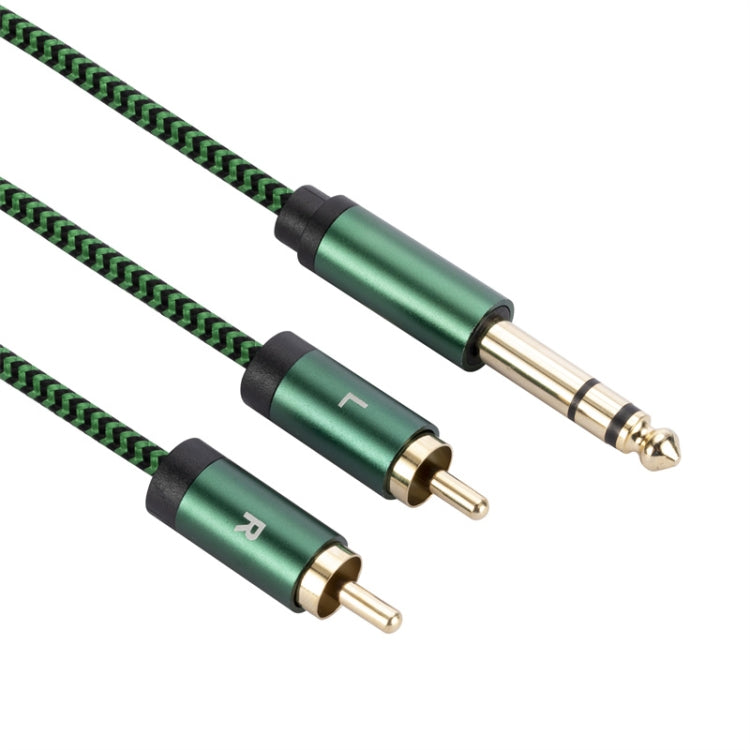 6.35mm Male to Dual RCA Female Audio Adapter Cable, Length:0.5m(Green) - RCA Cable by buy2fix | Online Shopping UK | buy2fix