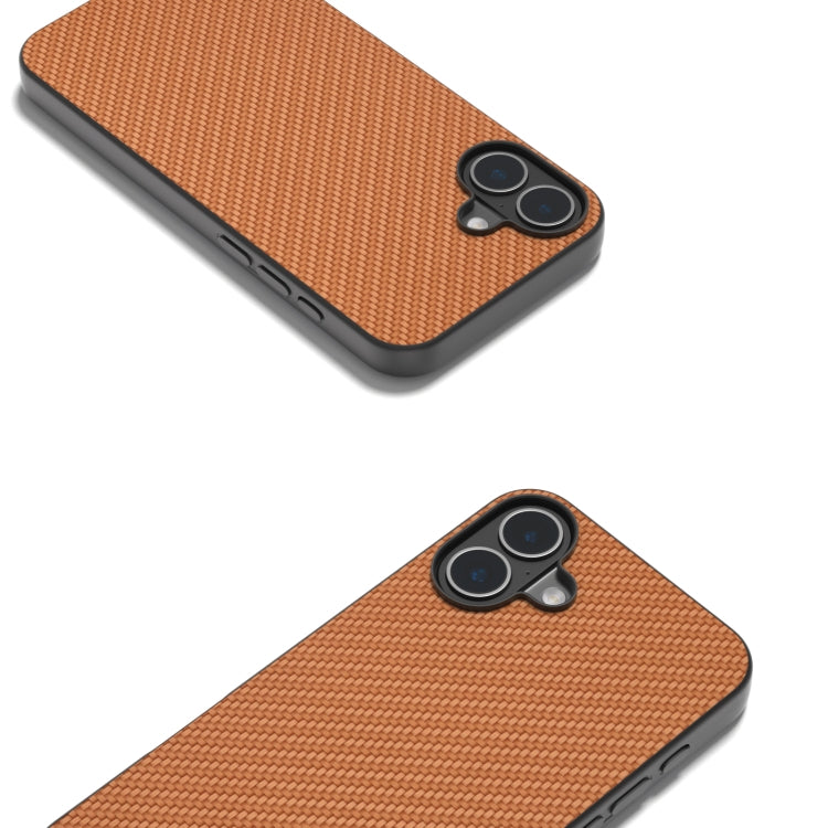 For iPhone 16 Plus Carbon Fiber Texture Protective Phone Case(Light Brown) - iPhone 16 Plus Cases by buy2fix | Online Shopping UK | buy2fix