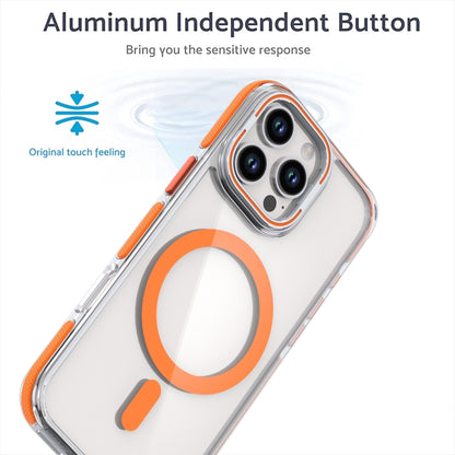 For iPhone 16 Dual-Color Clear Acrylic Hybrid TPU Lens Flip Holder MagSafe Phone Case(Blue) - iPhone 16 Cases by buy2fix | Online Shopping UK | buy2fix