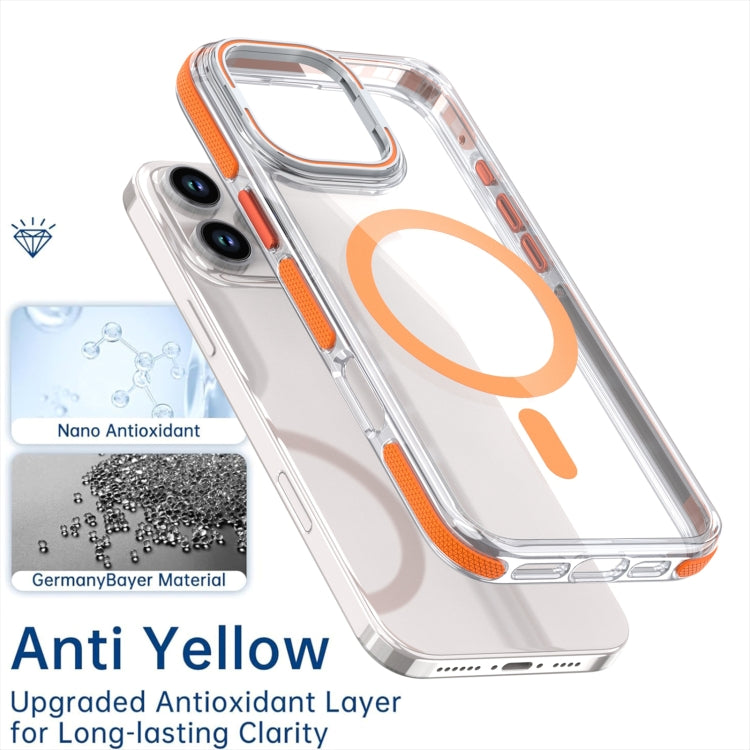 For iPhone 16 Pro Max Dual-Color Clear Acrylic Hybrid TPU Lens Flip Holder MagSafe Phone Case(Orange) - iPhone 16 Pro Max Cases by buy2fix | Online Shopping UK | buy2fix