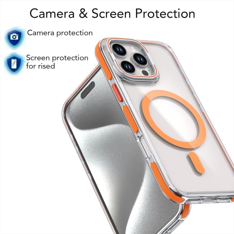 For iPhone 16 Pro Dual-Color Clear Acrylic Hybrid TPU Lens Flip Holder MagSafe Phone Case(Yellow) - iPhone 16 Pro Cases by buy2fix | Online Shopping UK | buy2fix