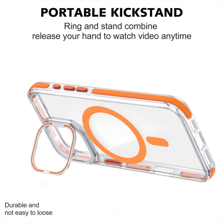 For iPhone 16 Pro Dual-Color Clear Acrylic Hybrid TPU Lens Flip Holder MagSafe Phone Case(Orange) - iPhone 16 Pro Cases by buy2fix | Online Shopping UK | buy2fix