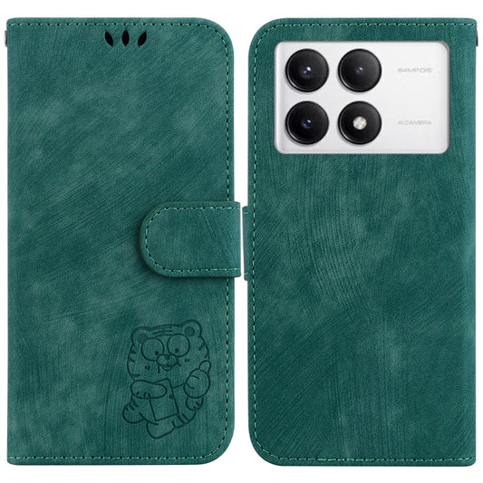 For Redmi K70 / K70 Pro Little Tiger Embossed Leather Phone Case(Green) - K70 Cases by buy2fix | Online Shopping UK | buy2fix