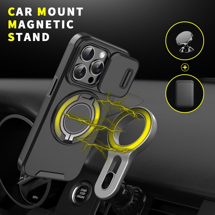 For iPhone 16 Sliding Camshield Ring Holder Phone Case(Black) - iPhone 16 Cases by buy2fix | Online Shopping UK | buy2fix