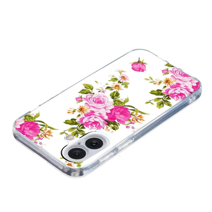 For iPhone 16 Plus Colored Drawing Pattern TPU Phone Case(Rose Flower) - iPhone 16 Plus Cases by buy2fix | Online Shopping UK | buy2fix