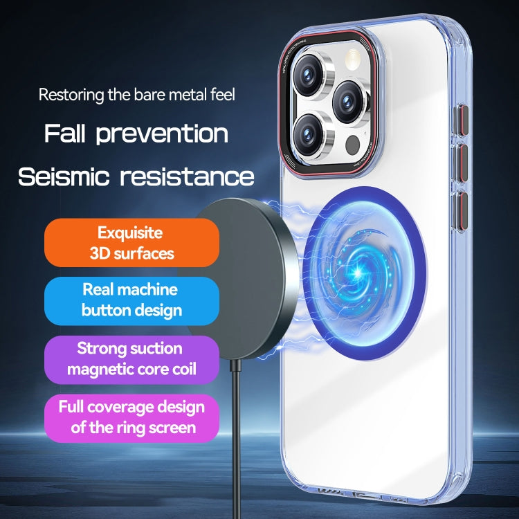 For iPhone 12 Pro Crystal TPU Hybrid PC MagSafe Phone Case(Transparent Blue) - iPhone 12 Pro Max Cases by buy2fix | Online Shopping UK | buy2fix