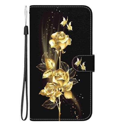 For Samsung Galaxy S25+ 5G Crystal Texture Colored Drawing Leather Phone Case(Gold Butterfly Rose) - Galaxy S25+ 5G Cases by buy2fix | Online Shopping UK | buy2fix