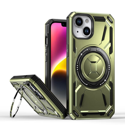 For iPhone 13 Armor II Series MagSafe Magnetic Holder Phone Case(Army Green) - iPhone 13 Cases by buy2fix | Online Shopping UK | buy2fix