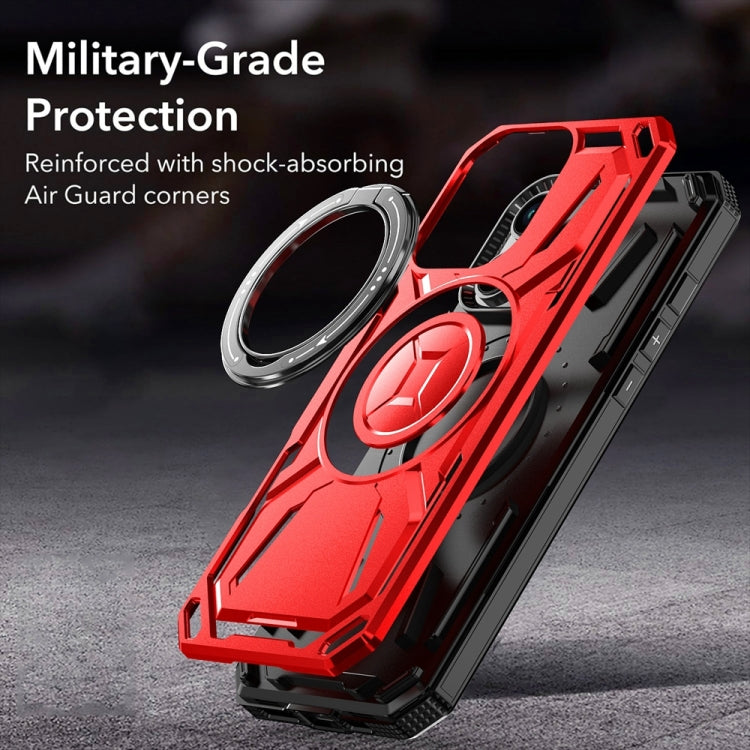 For iPhone 16 Pro Max Armor II Series MagSafe Magnetic Holder Phone Case(Red) - iPhone 16 Pro Max Cases by buy2fix | Online Shopping UK | buy2fix