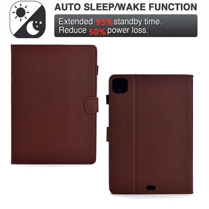 For iPad Pro 11 2024 Solid Color Fiber Texture Smart Tablet Leather Case(Brown) - iPad Pro 11 2024 Cases by buy2fix | Online Shopping UK | buy2fix