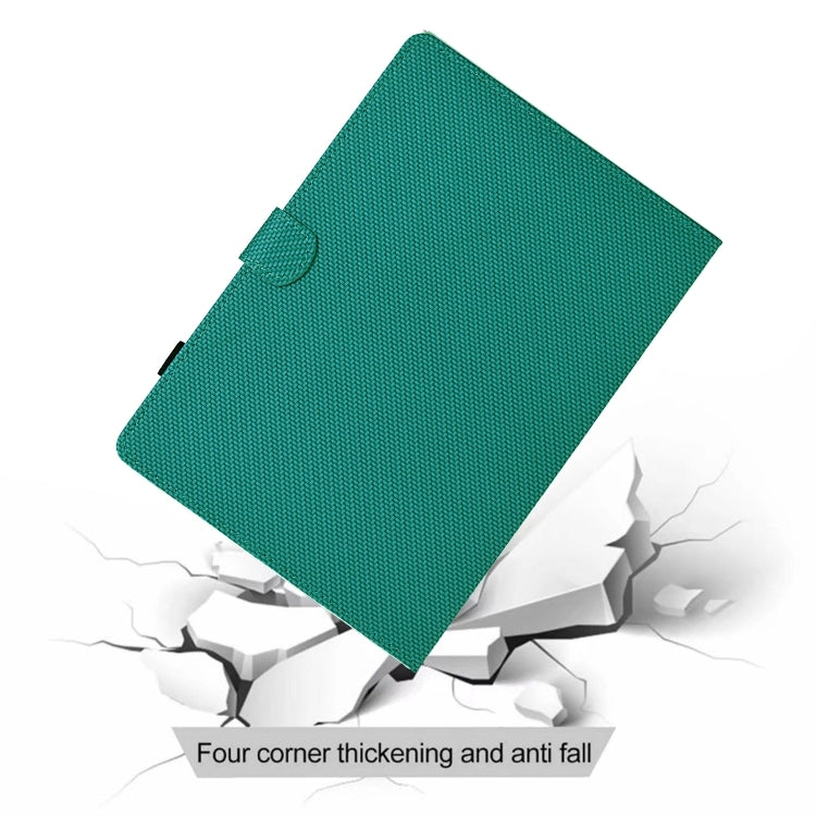 For Samsung Galaxy Tab A9 Solid Color Fiber Texture Smart Tablet Leather Case(Lake Green) - Galaxy Tab A9 by buy2fix | Online Shopping UK | buy2fix