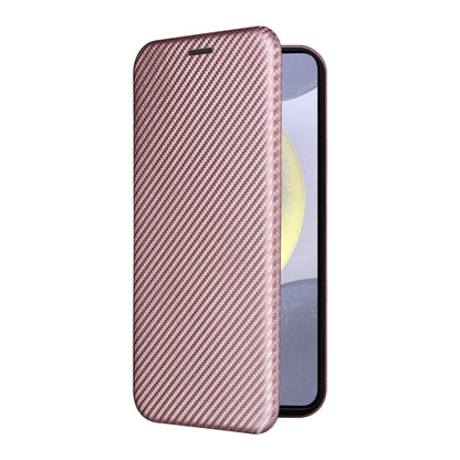 For Samsung Galaxy S25+ 5G Carbon Fiber Texture Flip Leather Phone Case(Pink) - Galaxy S25+ 5G Cases by buy2fix | Online Shopping UK | buy2fix