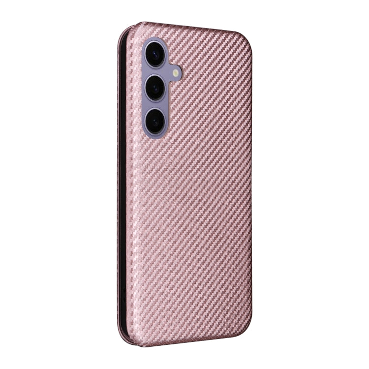 For Samsung Galaxy S25+ 5G Carbon Fiber Texture Flip Leather Phone Case(Pink) - Galaxy S25+ 5G Cases by buy2fix | Online Shopping UK | buy2fix