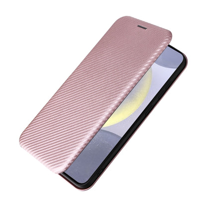 For Samsung Galaxy S25+ 5G Carbon Fiber Texture Flip Leather Phone Case(Pink) - Galaxy S25+ 5G Cases by buy2fix | Online Shopping UK | buy2fix