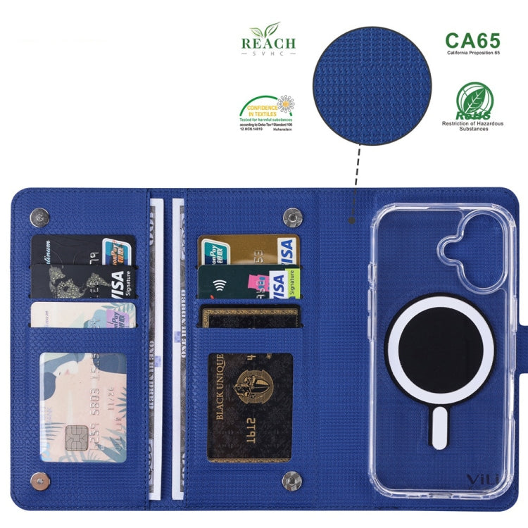 For iPhone 16 ViLi GHA-C Series RFID MagSafe Magnetic Flip Leather Phone Case(Blue) - iPhone 16 Cases by ViLi | Online Shopping UK | buy2fix