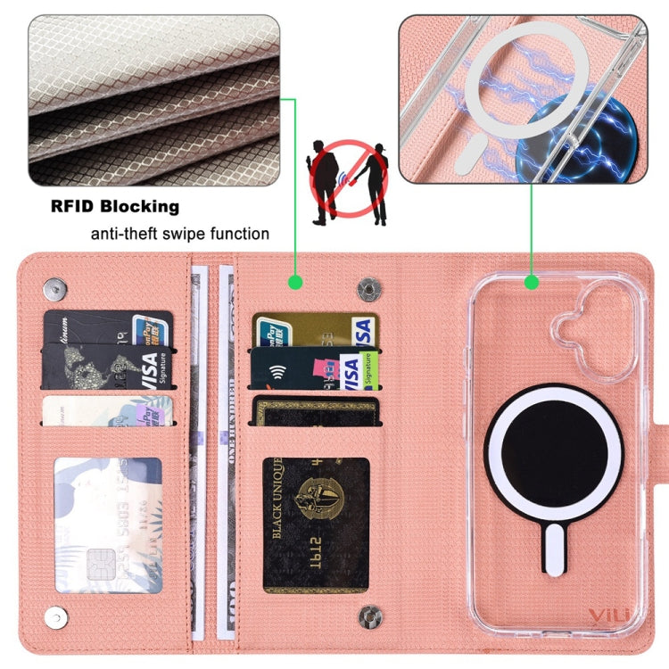 For iPhone 15 Pro ViLi GHA-C Series RFID MagSafe Magnetic Flip Leather Phone Case(Pink) - iPhone 15 Pro Cases by ViLi | Online Shopping UK | buy2fix