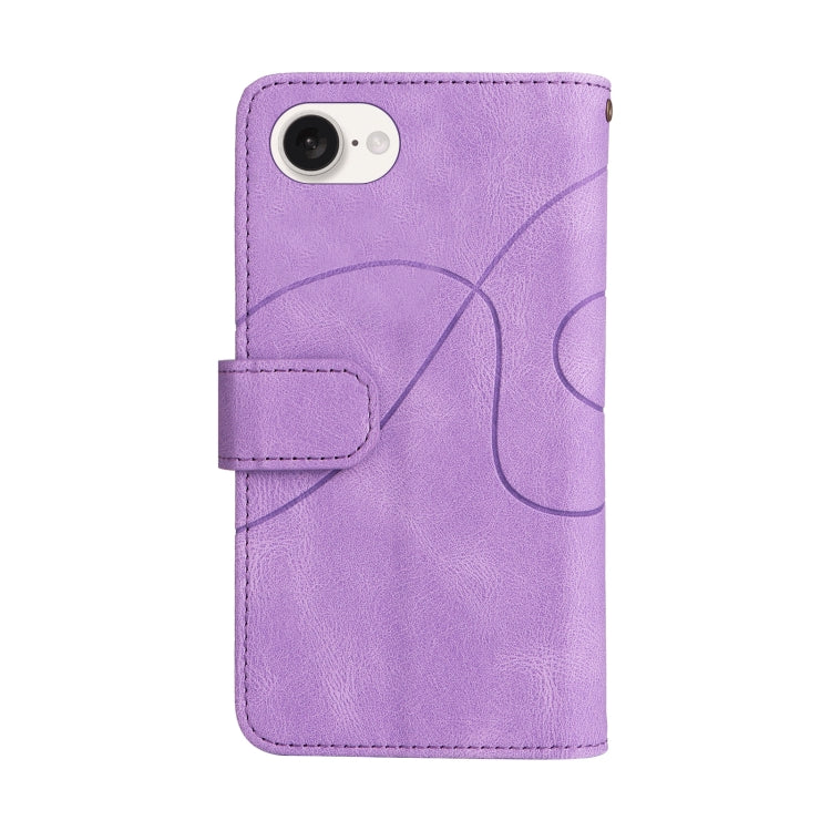 For iPhone SE 2024 Dual-color 9 Card Slots Zipper Wallet Leather Phone Case(Purple) - More iPhone Cases by buy2fix | Online Shopping UK | buy2fix