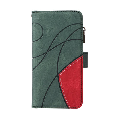 For Redmi K70 Dual-color 9 Card Slots Zipper Wallet Leather Phone Case(Green) - K70 Cases by buy2fix | Online Shopping UK | buy2fix