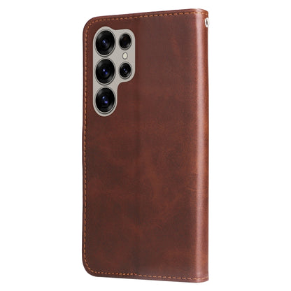 For Samsung Galaxy S25 Ultra 5G Fashion Calf Texture Zipper Leather Phone Case(Brown) - Galaxy S25 Ultra 5G Cases by buy2fix | Online Shopping UK | buy2fix