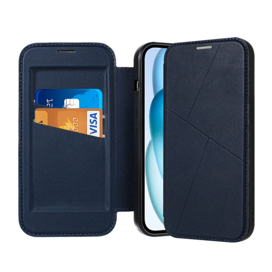 For iPhone 15 Magnetic Armor Series RFID Card Slots Leather Phone Case(Blue) - iPhone 15 Cases by buy2fix | Online Shopping UK | buy2fix