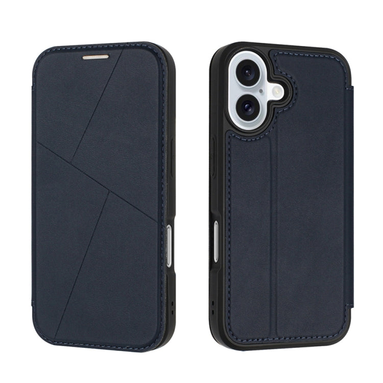 For iPhone 16 Magnetic Armor Series RFID Card Slots Leather Phone Case(Blue) - iPhone 16 Cases by buy2fix | Online Shopping UK | buy2fix