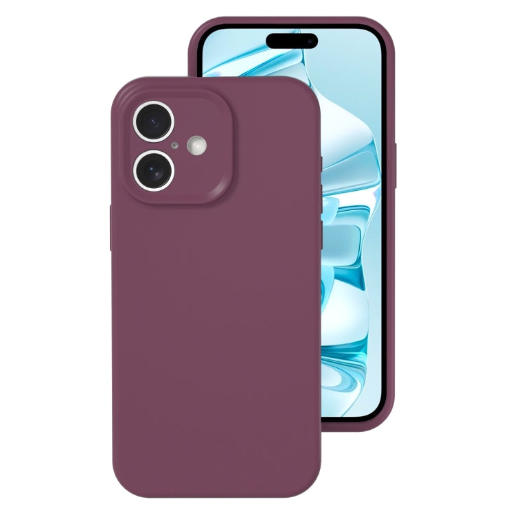 For iPhone 16 Precise Hole Liquid Silicone Jelly Color Full Coverage Phone Case(Plum Colored) - iPhone 16 Cases by buy2fix | Online Shopping UK | buy2fix